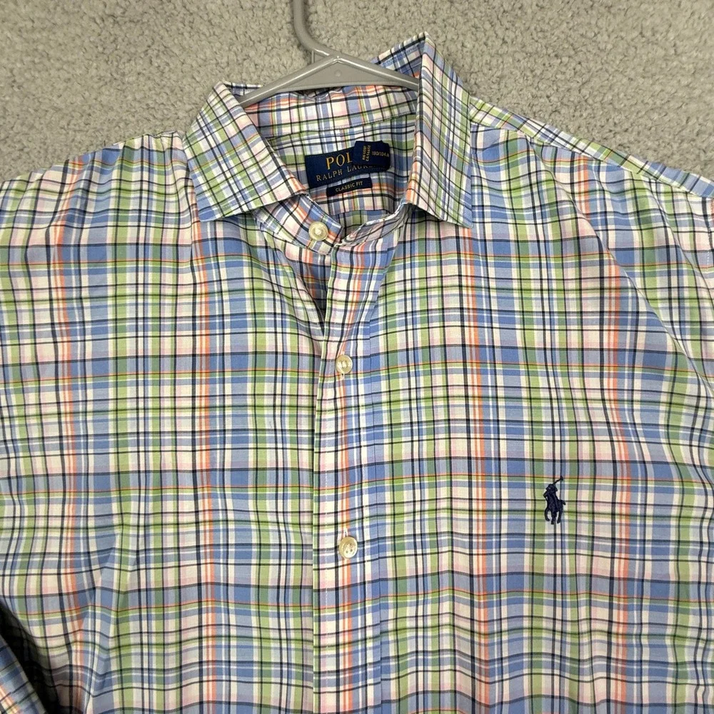 Polo Ralph Lauren Men's L 16-1/2 Classic Fit Plaid Button Down Long Sleeve Shirt